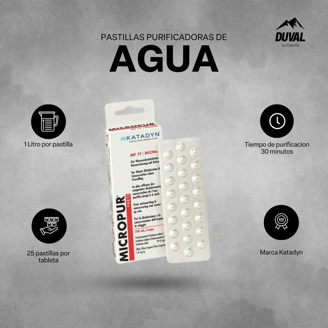 PASTILLAS PURIFICADORAS DE AGUA MICROPOUR - BLISTER 25(ptls)