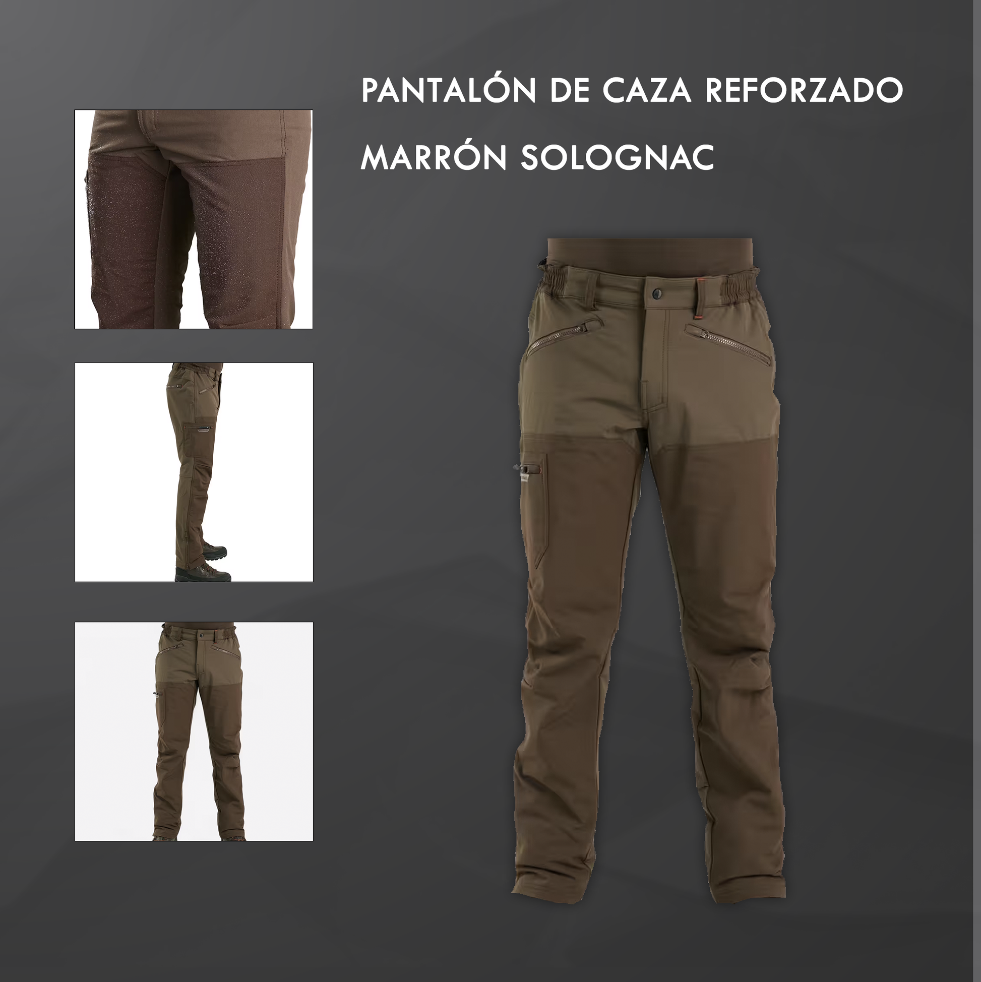 PANTALON chasse RENFORT MARRON TEMPS SEC 500