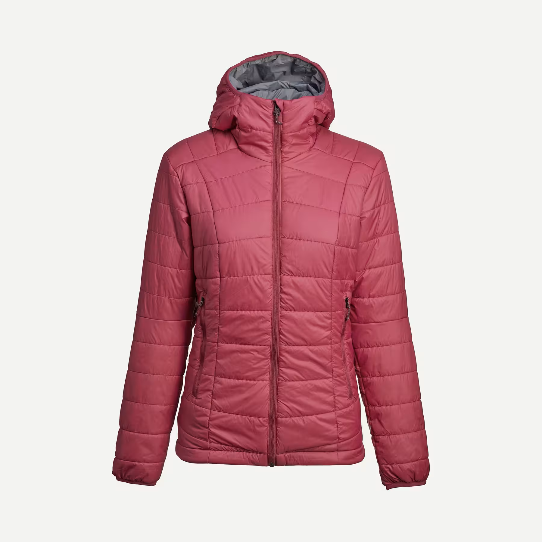 CASACA ACOLCHONADA PARA TREKING - CON CAPUCHA - FEMENINO - MT100 FORCLAZ